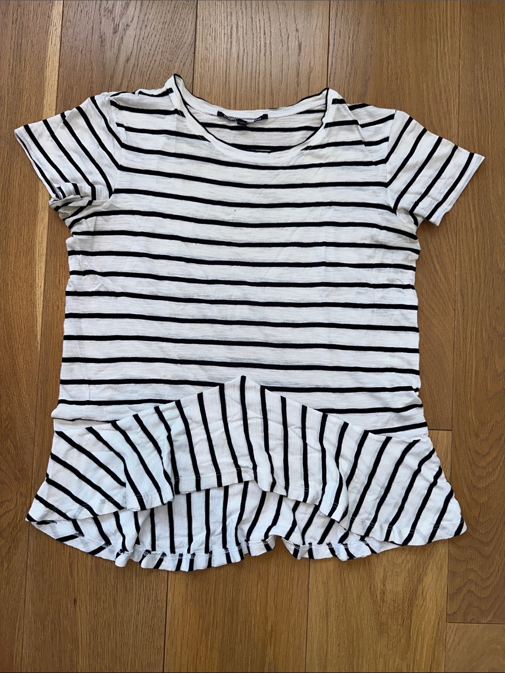 Proenza Schouler Black & White Striped Peplum Tee